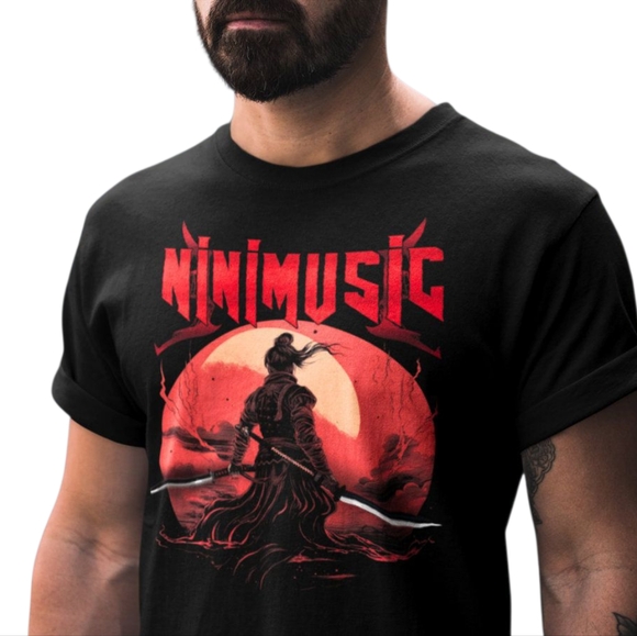Unisex Nini Music Black Graphic T shirt w/ Red Moon  Backround Size Small BNWOT - Picture 1 of 4